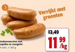 Colruyt Varkensworsten met paprika en courgette aanbieding