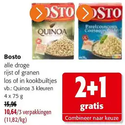 Colruyt Bosto alle droge rijst of granen los of in kookbuiltjes aanbieding