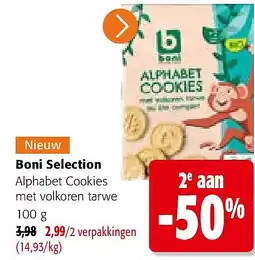 Colruyt Boni Selection Alphabet Cookies met volkoren tarwe 100 g aanbieding