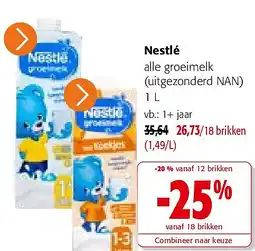 Colruyt Nestlé alle groeimelk (uitgezonderd NAN) 1 L aanbieding