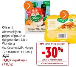 Colruyt Olvarit alle maaltijden, potjes of pouches aanbieding