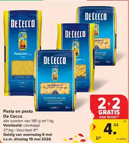 Carrefour Pasta en pesto De Cecco aanbieding