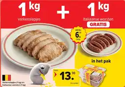 Carrefour Varkenslapjes (1 kg) en Italiaanse worsten (1 kg) aanbieding