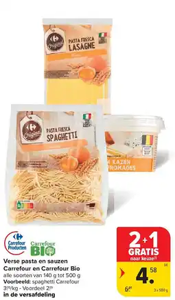 Carrefour Verse pasta en sauzen Carrefour en Carrefour Bio aanbieding