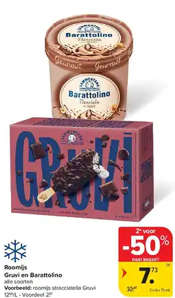 Carrefour Roomijs Gruvi en Barattolino aanbieding