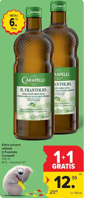 Carrefour Extra zuivere olijfolie Il Frantolio Carapelli aanbieding