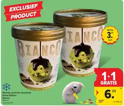 Carrefour Roomijs pistache chocolade Dubaï Edition Bianco aanbieding