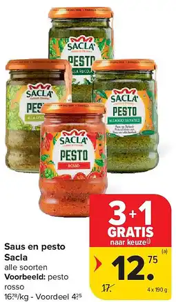 Carrefour Saus en pesto Sacla aanbieding