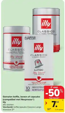 Carrefour Gemalen ko e, bonen of capsules (compatibel met Nespresso ) illy aanbieding