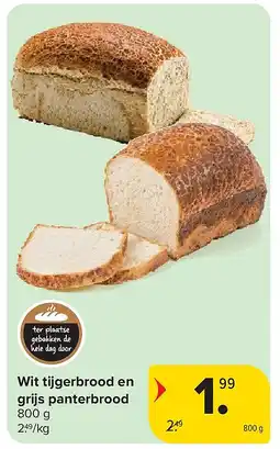 Carrefour Wit tijgerbrood en grijs panterbrood aanbieding