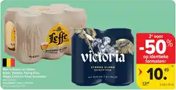 Carrefour Bier in fl esjes en blikjes Kwak, Victoria, Flying Fish, blikjes Leffe en Tripel Karmeliet aanbieding
