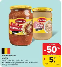 Carrefour Warme sauzen (a) Manna aanbieding