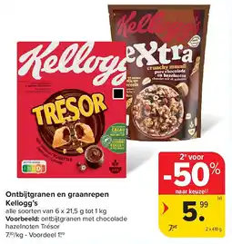 Carrefour Ontbijtgranen en graanrepen Kellogg’s aanbieding