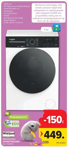 Carrefour Wasmachine WPM97WADSBE aanbieding