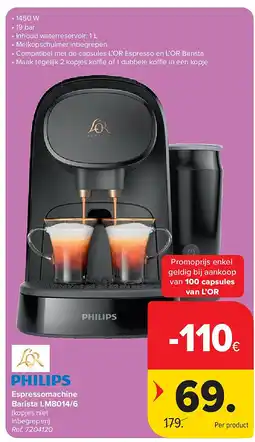 Carrefour Espressomachine Barista LM8014/6 aanbieding