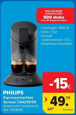 Carrefour Espressomachine Senseo CSA210/50 aanbieding