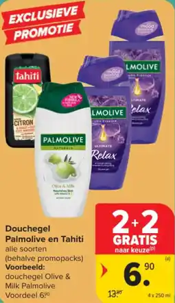 Carrefour Douchegel Palmolive en Tahiti aanbieding