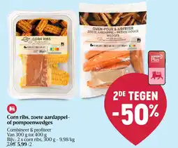 Delhaize Corn ribs, zoete aardappel of pompoenwedges aanbieding