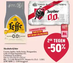 Delhaize Alcoholvrij bier Corona, Jupiler, Stella Artois, Hoegaarden, Leffe of Tripel Karmeliet 0% aanbieding