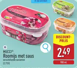 ALDI Mucci Roomijs met saus aanbieding