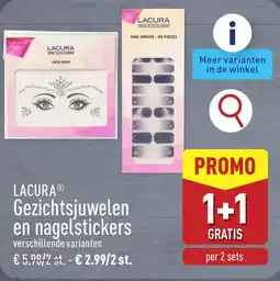 ALDI Lacura Gezichtsjuwelen en nagelstickers aanbieding