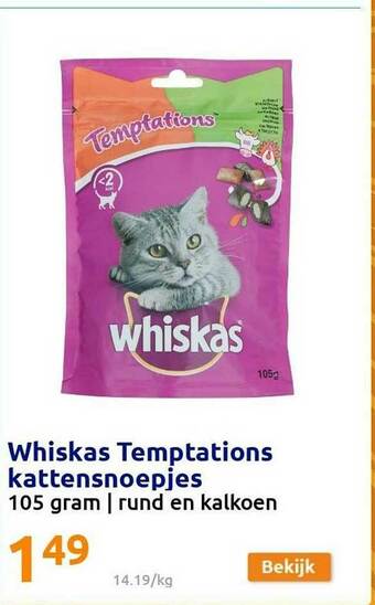 Action Whiskas Temptations Kattensnoepjes aanbieding