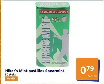 Action Hikers Mint Pastilles Spearmint aanbieding
