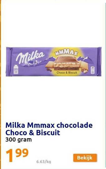 Action Milka Mmmax Chocolade Choco & Biscuit aanbieding