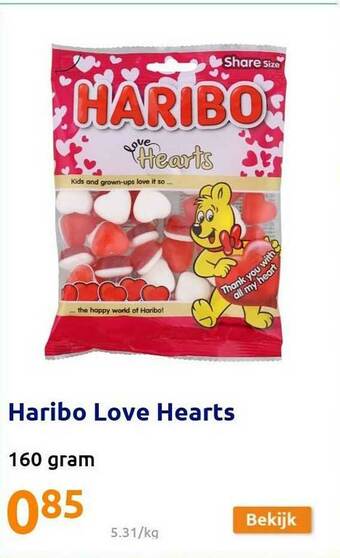 Action Haribo Love Hearts aanbieding