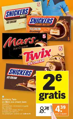 Albert Heijn Snickers, Twix en Mars ice cream bars aanbieding