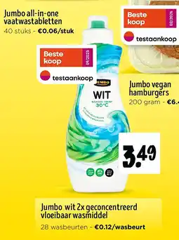 Jumbo Jumbo wit 2x geconcentreerd vloeibaar wasmiddel aanbieding