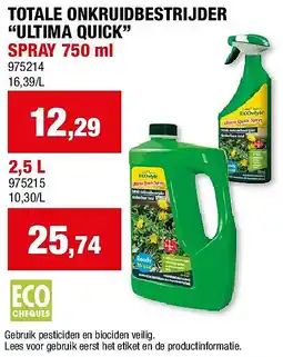Hubo TOTALE ONKRUIDBESTRIJDER “ULTIMA QUICK” SPRAY 750 ml aanbieding