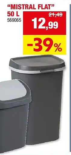 Hubo VUILBAK “MISTRAL FLAT” 50 L aanbieding