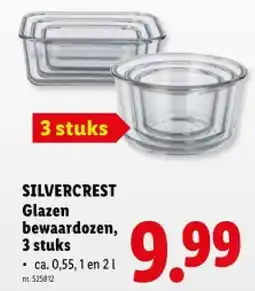 Lidl Glazen bewaardozen, 3 stuks aanbieding