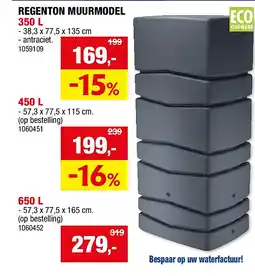 Hubo REGENTON MUURMODEL 350 L aanbieding