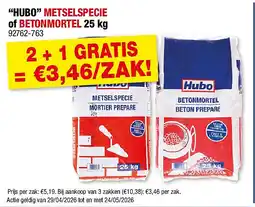 Hubo “HUBO” METSELSPECIE of BETONMORTEL 25 kg aanbieding