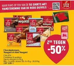 Delhaize Barres de chocolat, Nougatti ou mini Nougatti aanbieding