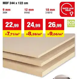 Hubo MDF 244 x 122 cm 9 mm aanbieding