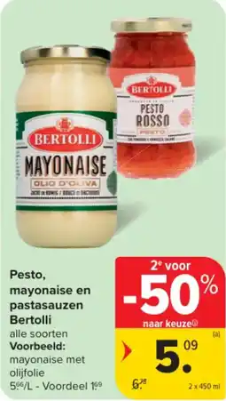 Carrefour Market Pesto, mayonaise en pastasauzen Bertolli aanbieding
