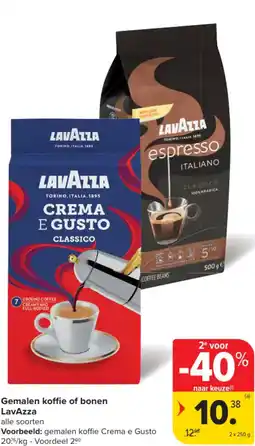 Carrefour Market Gemalen koffie of bonen LavAzza aanbieding