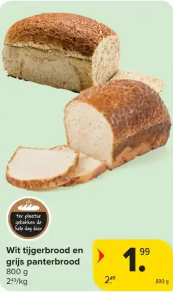 Carrefour Market Wit tijgerbrood en grijs panterbrood aanbieding