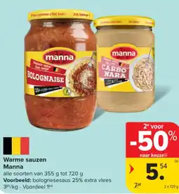 Carrefour Market Warme sauzen Manna aanbieding