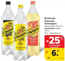 Carrefour Market Bruisende limonade Schweppes aanbieding