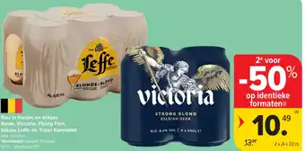 Bier in flesjes en blikjes kwak, victoria, flying fish, blikjes leffe en tripel karmeliet