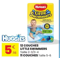 Stokomani Huggies 12 couches little swimmers 11 couches taille 5-6 aanbieding