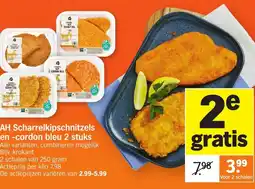 Allerhande AH Scharrelkipschnitzels en -cordon bleu 2 stuks aanbieding