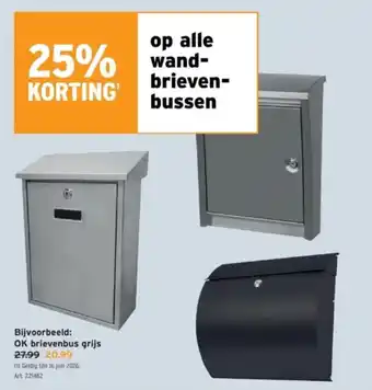 Ok brievenbus grijs