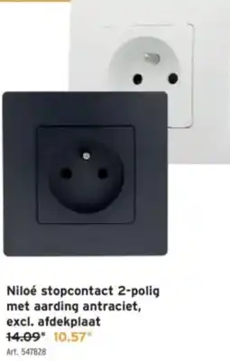 GAMMA Niloé stopcontact 2 polig met aarding antraciet aanbieding
