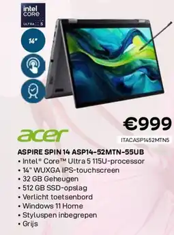 CompuDeals Acer aspire spin 14 asp14-52mtn-55ub aanbieding