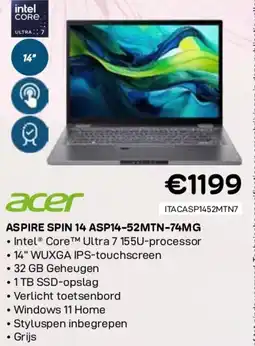 CompuDeals Acer aspire spin 14 asp14-52mtn-74mg aanbieding